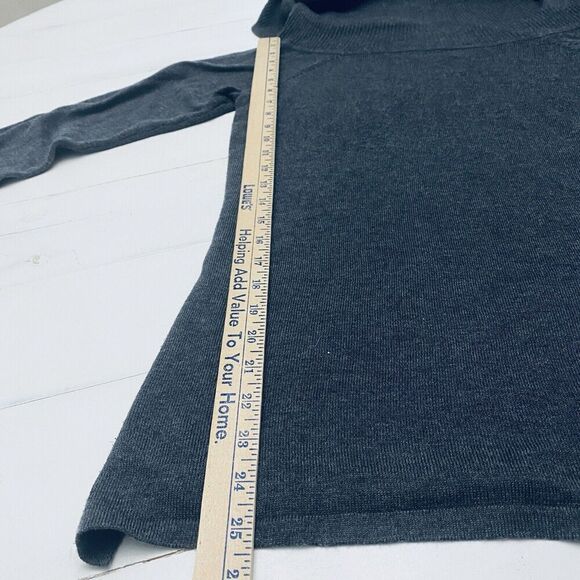 Calvin Klein Gray Foldover Off Shoulder Long Sleeve Knit Sweater Women's Medium - Picture 13 of 14